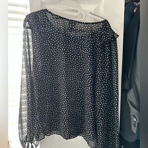 Sheer black with white polka dots blouse